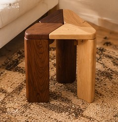 Mesa de Centro Moderna de Madera, Mesa Auxiliar Decorativa con Forma Geométrica, Mesa de Té de Bloques de Madera para Sala de Estar, Instalación en el Suelo - Product Image 1