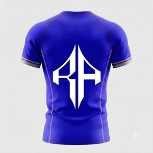 Camiseta Nueva de Calidad con Impresión por Transferencia de Calor para Adultos, Rashguard Personalizado de MMA en Material Spandex/Poliéster con Logotipo Blanco - Product Image 3