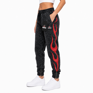 Pantalones de chándal de mujer con lavado ácido, joggers de forro polar oversize, cintura alta con cordón, estilo vintage, casuales, deportivos y de descanso para mujer - Product Image 6