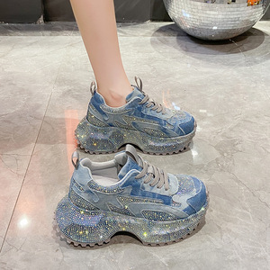 Baskets Chunky Femme Ciel Étoilé Strass 2026 Nouvelle Collection Semelle Épaisse Rehaussante Discrète Chaussures Décontractées - Product Image 3