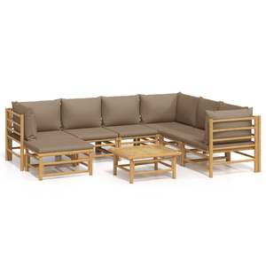 Conjunto de Muebles de Jardín Modulares de Bambú Color Taupe para 6 Personas, Estilo Tropical - Product Image 2