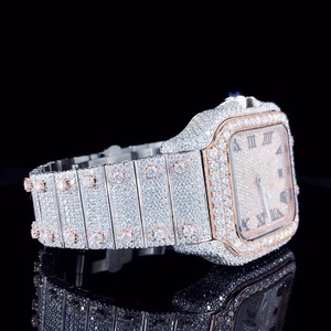 Montre de luxe en moissanite de haute qualité, certifiée D VVS, bracelet en acier inoxydable de 21 mm de large, passe le testeur de diamant, cristal antique, pour homme - Product Image 1