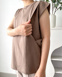เสื้อกล้ามและเสื้อสายเดี่ยวผู้หญิงแบบไม่มีแขน ผ้าริบ สำหรับใส่ซับในหรือใส่เดี่ยว แต่งระบาย ผ้าสแปนเด็กซ์/โมดอล ไร้ตะเข็บ สไตล์ลำลอง - Product Image 5