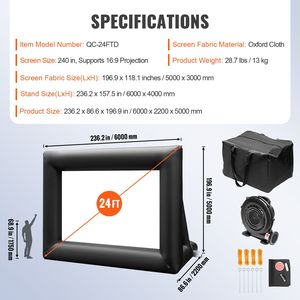 Schermo Gonfiabile per Proiezioni da 24 Piedi con Ventilatore da 360W, Materiale in Tessuto Oxford, Schermo Gonfiabile per Proiettore - Product Image 6