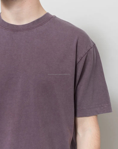 T-shirt d'été à col rond pour homme 100% coton tricoté 260g respirant avec logo frontal uni 2026 Vente en gros - Product Image 3