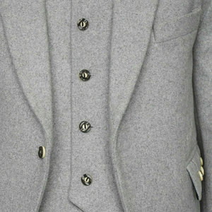 Veste d'hiver écossaise personnalisée pour homme en laine gris clair style Argyle, gilet à 5 boutons, manteau, vente en gros avec logo personnalisé - Product Image 4
