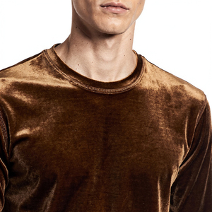 T-shirt en velours à manches longues pour homme, style été, vêtements de mode, t-shirts en velours pour homme, t-shirt en velours à col rond pour homme - Product Image 5