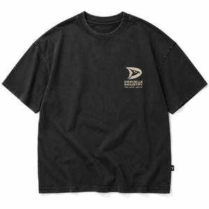 เสื้อยืดแขนสั้นสีดำสำหรับผู้ชายของดรัเวล อินดัสทรี คอกลม พิมพ์ลาย ผ้าฝ้ายเจอร์ซีย์ ทรงปกติ สไตล์ลำลอง สตรีทแวร์ - Product Image 1