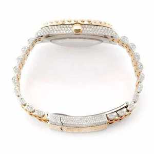 Gold Diamond Bezel Stainless Steel <b>Watch</b> Green Dial Luxury Quartz Movement Chronograph Water Resistant 3BAR Jubilee <b>Bracelet</b> - Product Image 4