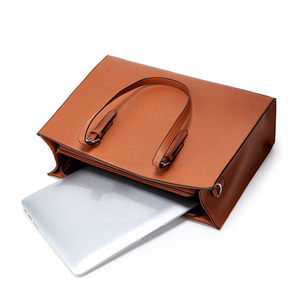 Sacs à bandoulière simples en cuir PU personnalisés en gros, à plusieurs compartiments, grande capacité, sacs pour ordinateur portable pour femmes, sacoches - Product Image 5