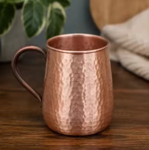 Minimalist Copper Mug With Black Handle Vintage Style Drinkware Pure Copper Material Minimalist Design For <b>Beer</b> Tea Coffee - Product Image 3