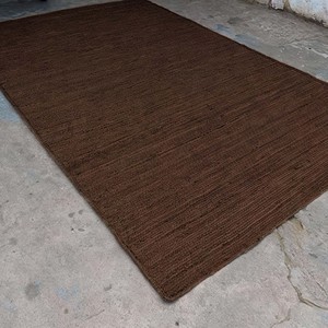 Handmade Brown Solid Jute Area Rug Rectangle Braided Non Slip Living Room Floor Carpet Natural Fiber Woven Traditional Style - Product Image 1