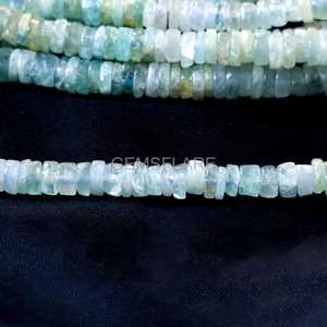Natural Aquamarine Heishi Disc Beads 4-5MM Smooth Aquamarine Gemstone Beads Strand For Jewelry Making Wholesale Loose Beads Bulk - Product Image 5