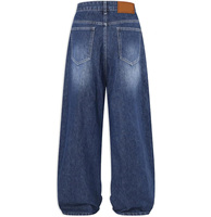 Jean taille haute à jambe large pour homme, coupe droite, décontracté, extensible, délavé, style Y2K, baggy, boyfriend, en denim brodé avec boutons