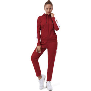 Ensemble de survêtement thermique en polaire pour femme, col montant, mélange de polyester, intérieur brossé, veste zippée intégrale, pantalon de jogging, ensemble de détente hiver - Product Image 5
