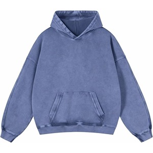 Sweat à capuche pour homme, coupe classique, manches longues, 100% coton, lavage acide, doublure polaire solide de haute qualité, impression personnalisée. - Product Image 2