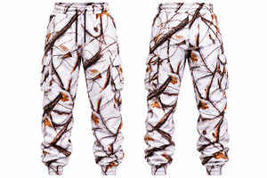 <b>Men's</b> White <b>Camo</b> Cargo Sweatpants Wholesale, Woodland Camouflage <b>Joggers</b>, Custom Printed Pants Manufacturer - Product Image 3