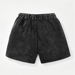 Shorts d'été pour hommes en coton délavé à l'acide, taille mi-haute, séchage rapide, style vintage streetwear, effet soleil délavé, imprimé, poche ornée de strass - Product Image 3