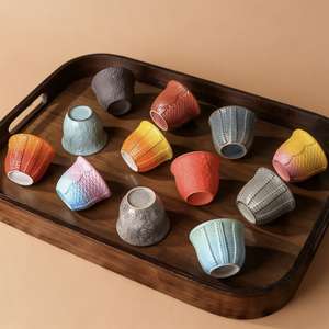 Pots et tasses rustiques arabes, soucoupes à thé en céramique artisanales, collection de poteries de style rustique - Product Image 5