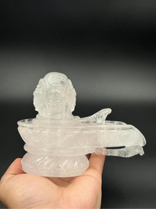 Hand Carved Natural Clear Quartz Panchmukhi Shivling | Five Face Shiva Lingam Crystal <b>Statue</b> | Hindu Spiritual Feng Shui Decor - Product Image 6