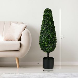 Set di 2 Alberi Topiari Artificiali Eleganti da 90 cm, Resistenti ai Raggi UV, per Interni ed Esterni, Design a Torre per Decorazione Casa - Product Image 3