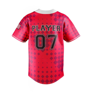 W4G Baseball Jersey Men's Red Checkered Sublimated 100% <b>Polyester</b> Short Sleeve Breathable Regular Fit Adult Sport Apparel - Product Image 3