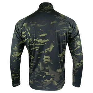 T-shirt tactique unisexe à séchage rapide, camouflage, en toile, avec fermeture éclair 1/4, manches longues, respirant, anti-humidité, pour l'été et les activités de plein air - Product Image 4