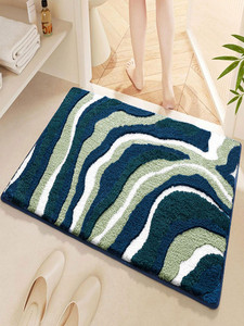 Alfombrillas de Baño Personalizadas, Ultra Suaves, Absorbentes y Antideslizantes, Alfombra de Baño Moderna con Diseño de Ondas Azules y Verdes - Product Image 4