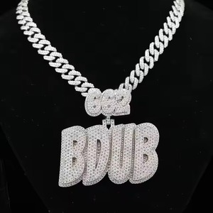 Iced Out Custom Moissanite Letter Bail <b>Pendant</b> Hip hop 925 <b>Silver</b> GRA Certified <b>Pendant</b> Custom <b>Initial</b> Letter Necklace For Men - Product Image 1