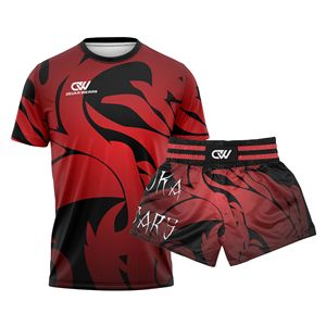 Conjuntos de Artes Marciales de Poliéster de Secado Rápido, Rashguard de Manga Corta de Compresión para Muay Thai y MMA, Diseño Personalizado Sublimado al por Mayor - Product Image 1