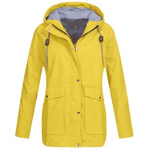 Women Rain <b>Jacket</b> Hooded Waterproof Windproof Outdoor <b>Lightweight</b> Raincoat <b>Ladies</b> Coat Yellow Blue Black Red Pink - Product Image 1