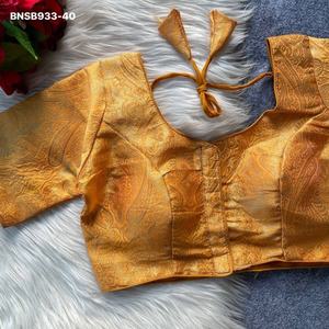 Nueva colección de blusas listas para usar de seda Banarasi con trabajo de zari dorado para ocasiones especiales, a precio de mayorista, proveedor indio. - Product Image 1