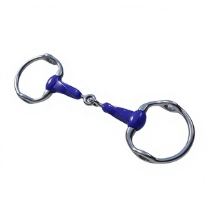 Riaz Jamal  International Mors de cheval en acier inoxydable et caoutchouc à torsion lente, à joues pleines, avec anneaux pehlam/gaga / mors D - Product Image 4