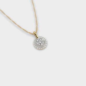 Pendentif style halo en moissanite taille ronde, argent sterling 925, deux tons, pendentif délicat, collier minimaliste pour tous les jours, cadeau pour elle - Product Image 3