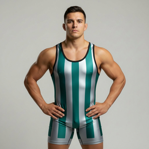 Combinaison de lutte unisexe personnalisable dorée, 100 % polyester, séchage rapide, durable, légère et respirante - Product Image 3