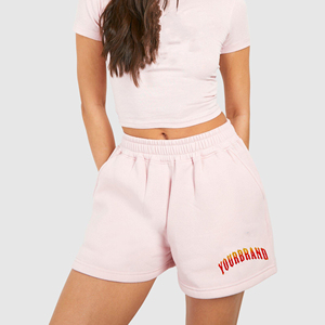 Shorts de sport pour femmes de haute qualité 100% coton, logo imprimé en sérigraphie, dentelle respirante, 300 g/m², écologiques, séchage rapide, élastiques - Product Image 1
