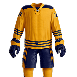 ชุดยูนิฟอร์มฮอกกี้น้ำแข็งสำหรับผู้ใหญ่ ผลิตจากโพลีเอสเตอร์ 100% ระบายอากาศได้ดี ป้องกันแบคทีเรีย คุณภาพพรีเมียม สำหรับทั้งชายและหญิง  รับสกรีนโลโก้  ผ้าสี่ทิศทางยืดหยุ่นได้ - Product Image 4