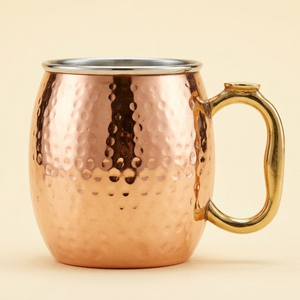 Custom Logo Pure Solid Copper Moscow Mule Mug Handcrafted Hammered Beer Cup Luxury Barware for Restaurant and Party <b>Gift</b> - Product Image 1