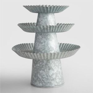 Wholesale Industrial Farmhouse Galvanized Iron 3Tier Cake Stand Fluted Edge Dessert Cupcake Holder Party Table Centerpiece Decor - Product Image 1