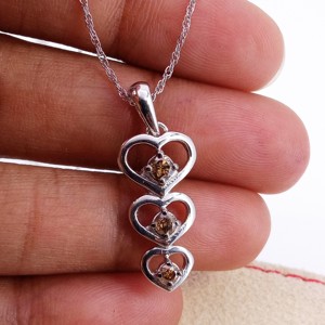 Collier pendentif en diamant naturel brun 0,29 carats pour femme en argent sterling 925, chaîne de 18 pouces, taille ronde (couleur fantaisie, P2 Cla - Product Image 2