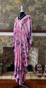 Vestido caftán de rayón Shibori Tie Dye, estilo tropical bohemio, ropa informal para mujer. - Product Image 2