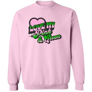 Sudadera de cuello redondo con estampado gráfico Pink Love My Pink & Green, de manga larga, puños acanalados, informal, de forro polar para mujer, estilo urbano. - Product Image 1