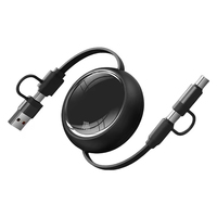 Kabel Charger Tembaga Murni Tipe-C 100W 5A Retractable Logo Kustom, Hadiah Promosi Kamera Komputer Multifungsi 4-in-1