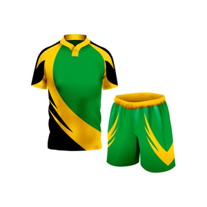 ชุดเครื่องแบบรักบี้สีเหลืองสีเขียวสำหรับผู้ชายเสื้อและกางเกงขาสั้น - Product Image 1