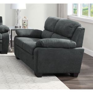 Moderno 1pc grigio scuro divano da soggiorno confortevole sofà da salotto Loveseat tessuto testurizzato Tufting telaio in legno massiccio unico - Product Image 5