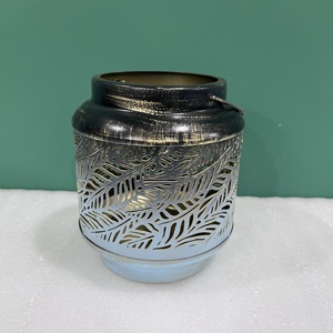Tall Iron Lantern with <b>Leaf</b> Pattern Design Decorative Artisan Design Model L798 for Home Decoration Made in in - Product Image 4