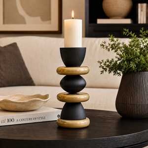 Opulento Candelabro Moderno Negro y Dorado de Aluminio de 12 Pulgadas de Altura, Hecho a Mano, Ecológico, Portátil y de Diseño Duradero para Uso Religioso - Product Image 5