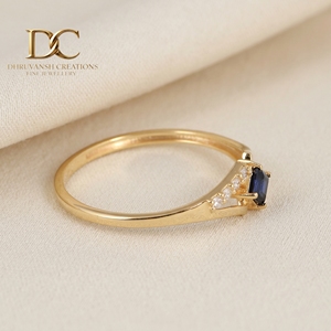 Anillos de Boda y Fiesta de Lujo Personalizados en Oro Sólido de 14 Quilates con Diamantes Cultivados en Laboratorio, Certificados por IGI, con Zafiro Azul Real Cultivado en Laboratorio - Product Image 4