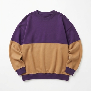 Sudadera Personalizada con Bloques de Color en Contraste, Cuello Redondo, Gris y Azul Marino, Hombros Caídos - Product Image 6