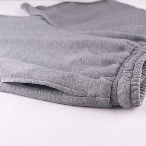 Shorts en coton gris uni pour homme, taille mi-haute, décontractés, respirants, tricotés, avec cordon de serrage - Product Image 4